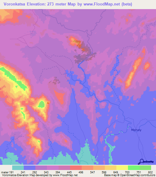 Voronkatsa,Madagascar Elevation Map