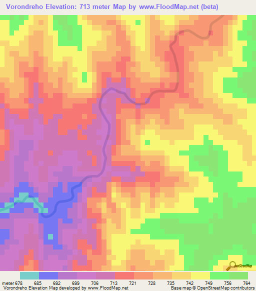 Vorondreho,Madagascar Elevation Map
