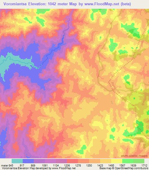 Voromiantsa,Madagascar Elevation Map