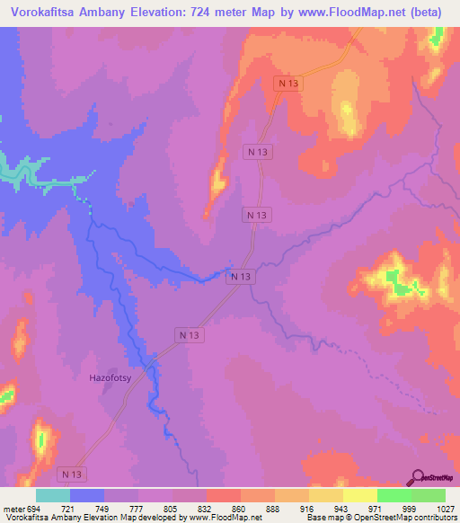Vorokafitsa Ambany,Madagascar Elevation Map