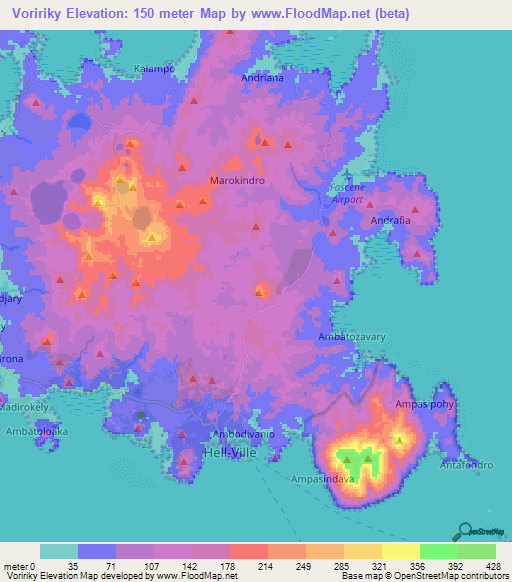 Voririky,Madagascar Elevation Map