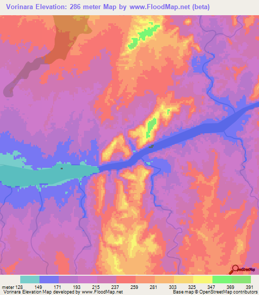 Vorinara,Madagascar Elevation Map
