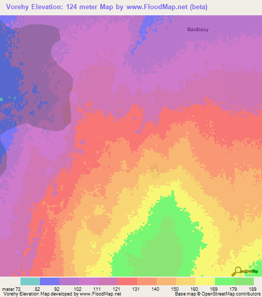 Vorehy,Madagascar Elevation Map
