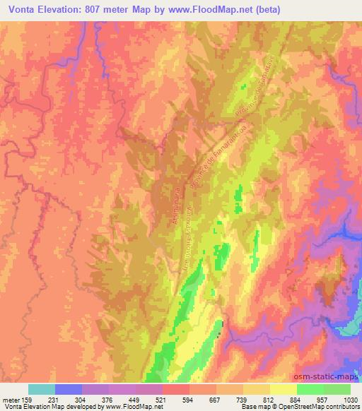 Vonta,Madagascar Elevation Map