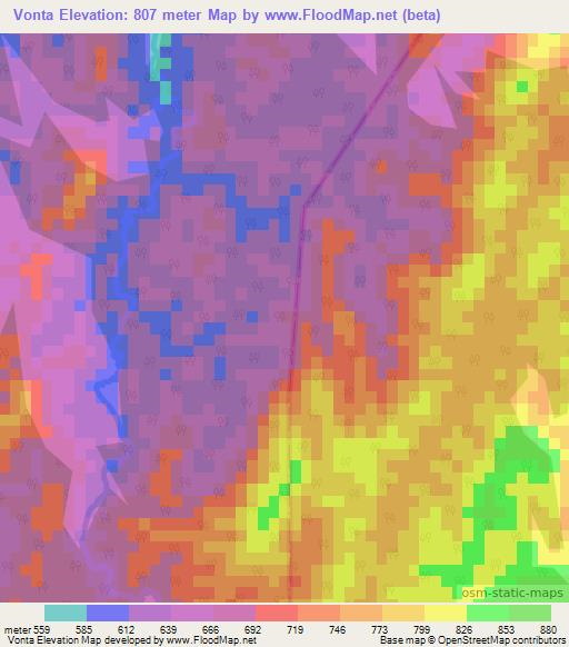 Vonta,Madagascar Elevation Map