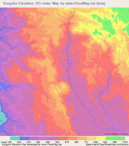 Vongoho,Madagascar Elevation Map