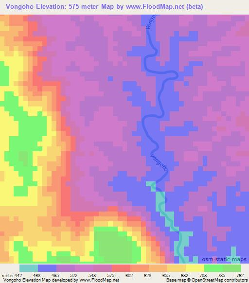 Vongoho,Madagascar Elevation Map
