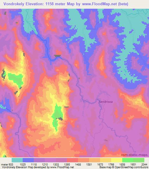 Vondrokely,Madagascar Elevation Map