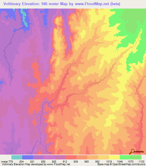Voltimary,Madagascar Elevation Map