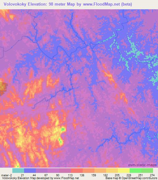 Volovokoky,Madagascar Elevation Map