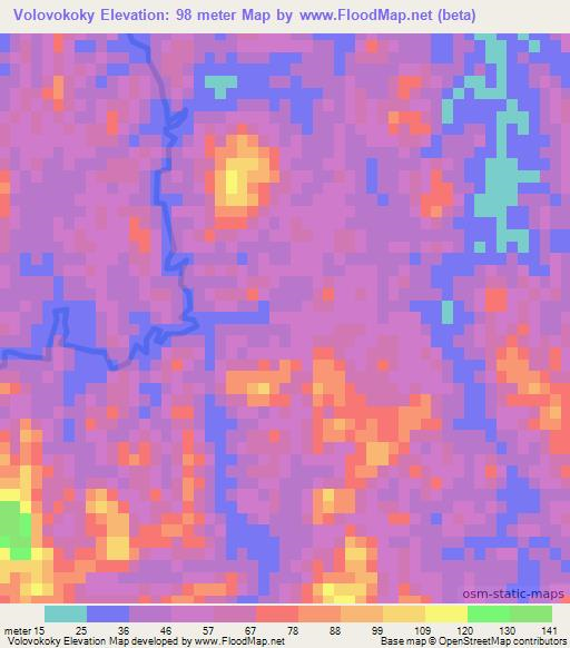 Volovokoky,Madagascar Elevation Map