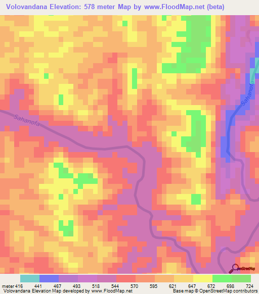 Volovandana,Madagascar Elevation Map