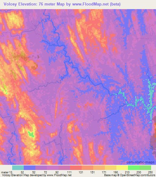 Volosy,Madagascar Elevation Map