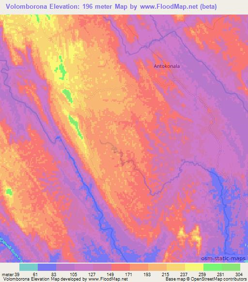 Volomborona,Madagascar Elevation Map