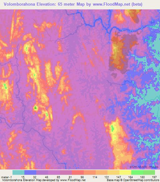 Volomborahona,Madagascar Elevation Map