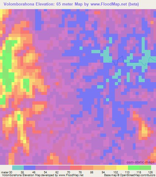 Volomborahona,Madagascar Elevation Map
