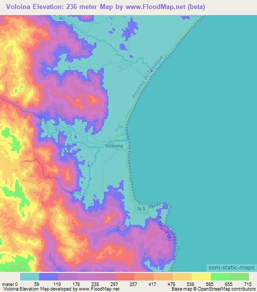 Voloina,Madagascar Elevation Map