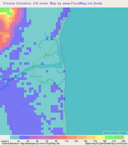 Voloina,Madagascar Elevation Map