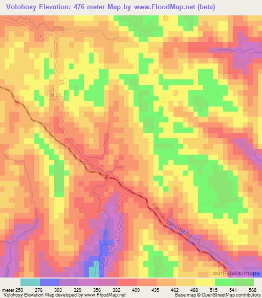 Volohosy,Madagascar Elevation Map