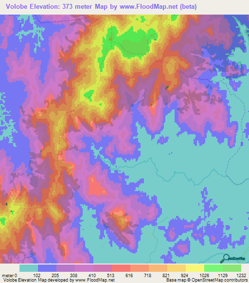 Volobe,Madagascar Elevation Map