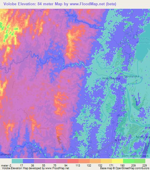 Volobe,Madagascar Elevation Map
