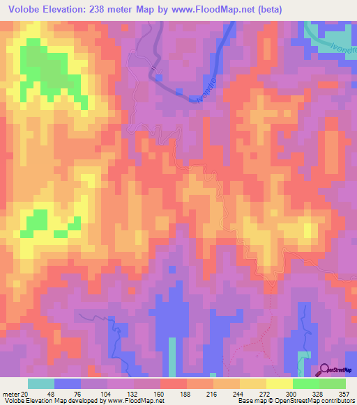 Volobe,Madagascar Elevation Map