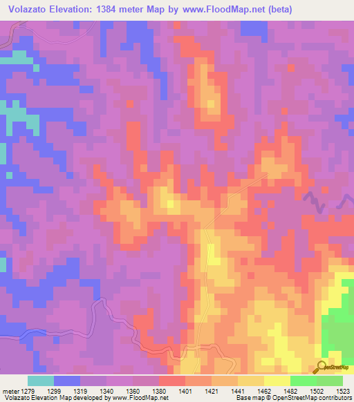 Volazato,Madagascar Elevation Map