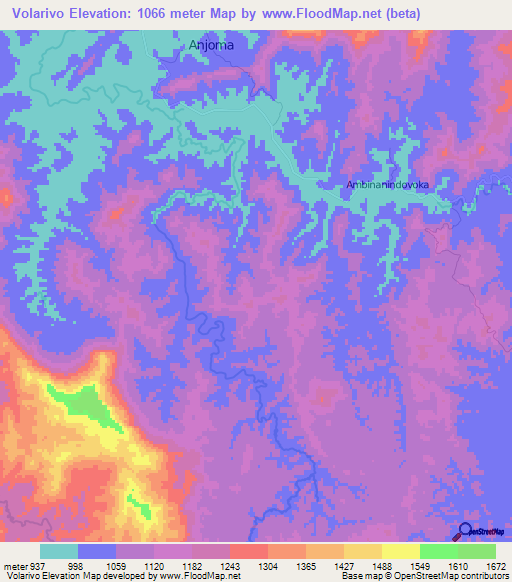 Volarivo,Madagascar Elevation Map