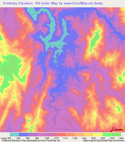 Volafotsy,Madagascar Elevation Map