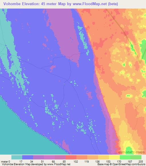 Vohombe,Madagascar Elevation Map