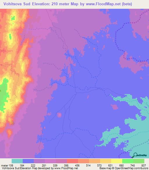 Vohitsova Sud,Madagascar Elevation Map