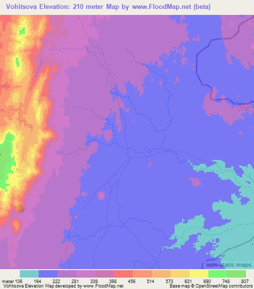 Vohitsova,Madagascar Elevation Map