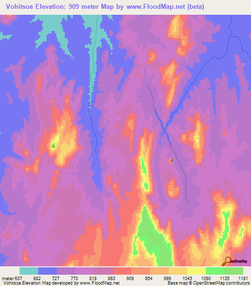Vohitsoa,Madagascar Elevation Map