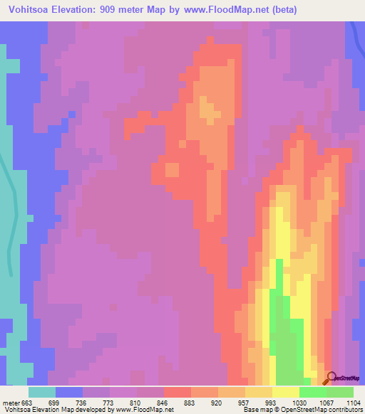 Vohitsoa,Madagascar Elevation Map