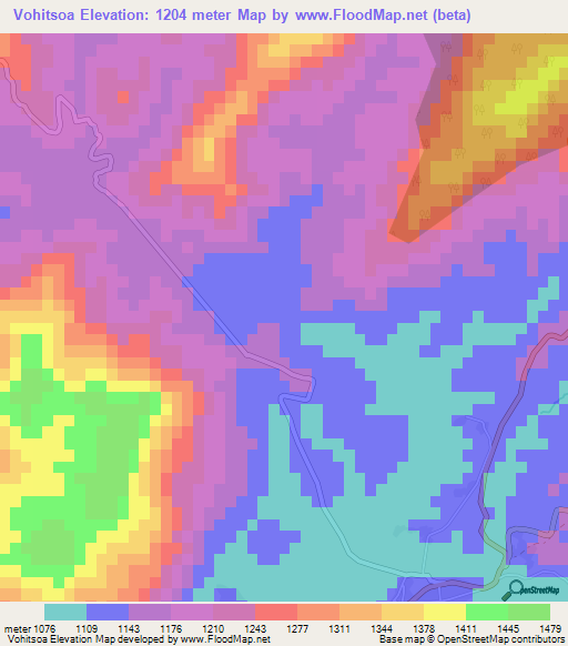 Vohitsoa,Madagascar Elevation Map
