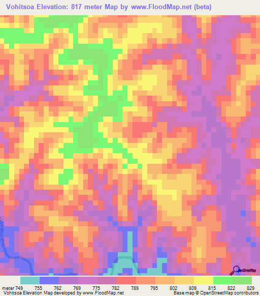 Vohitsoa,Madagascar Elevation Map