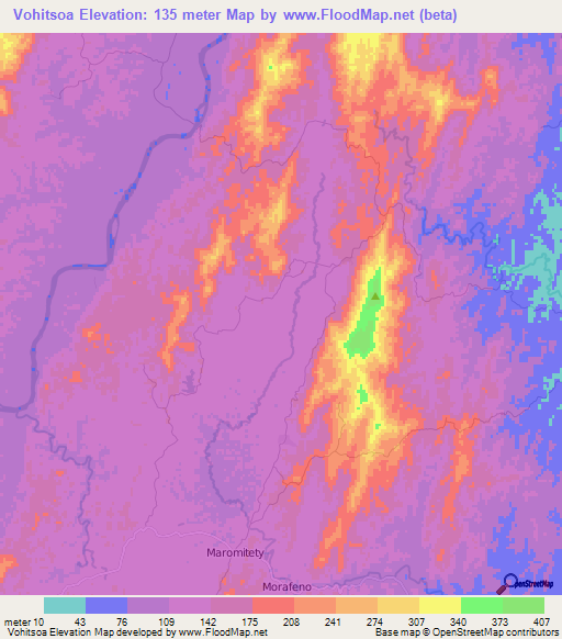 Vohitsoa,Madagascar Elevation Map