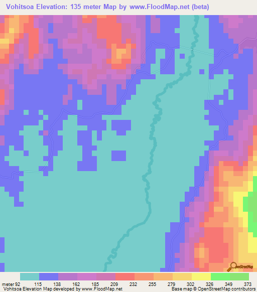 Vohitsoa,Madagascar Elevation Map