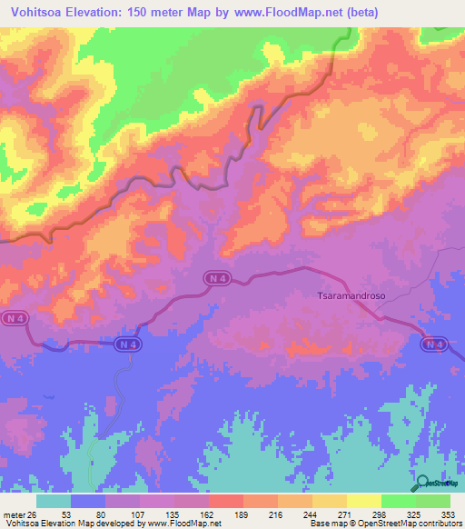 Vohitsoa,Madagascar Elevation Map