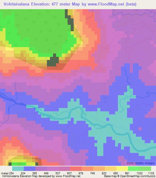 Vohitsivalana,Madagascar Elevation Map
