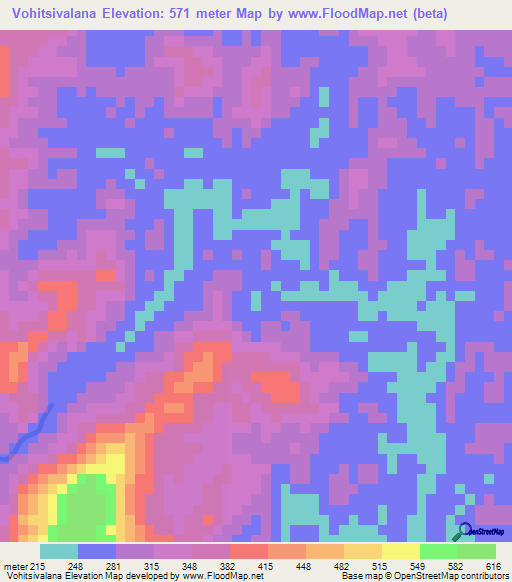 Vohitsivalana,Madagascar Elevation Map
