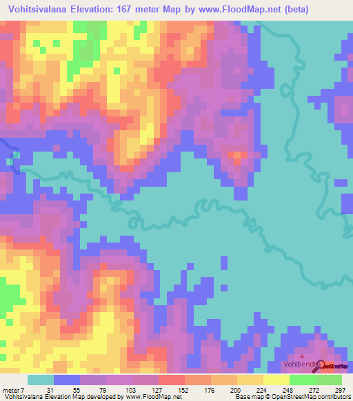 Vohitsivalana,Madagascar Elevation Map