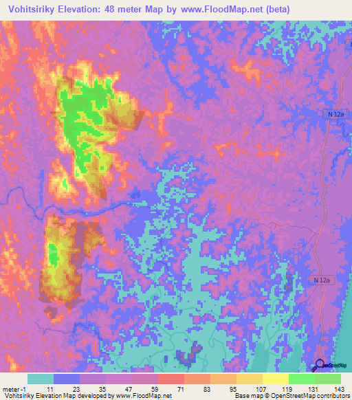 Vohitsiriky,Madagascar Elevation Map