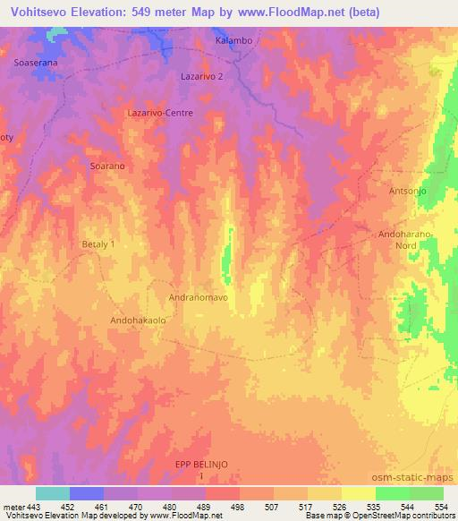 Vohitsevo,Madagascar Elevation Map