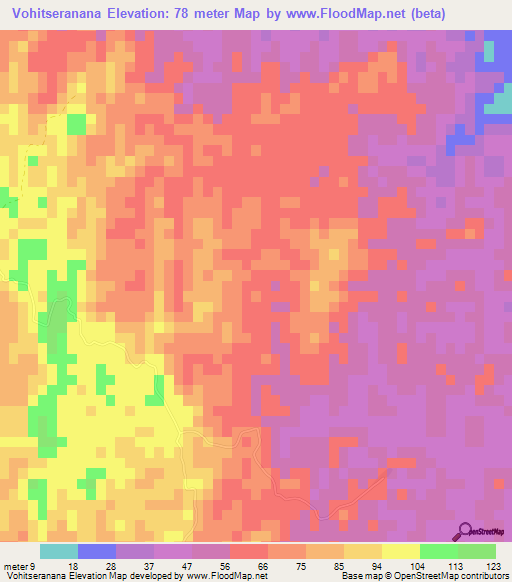 Vohitseranana,Madagascar Elevation Map