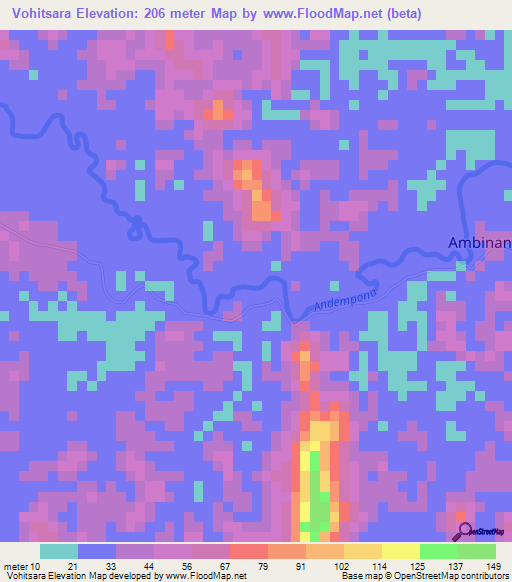 Vohitsara,Madagascar Elevation Map