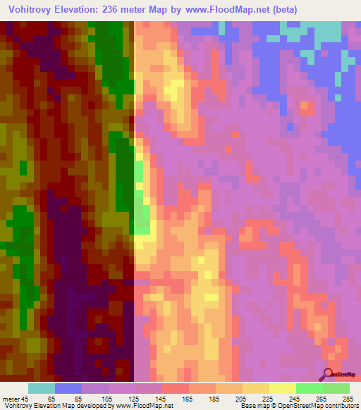 Vohitrovy,Madagascar Elevation Map