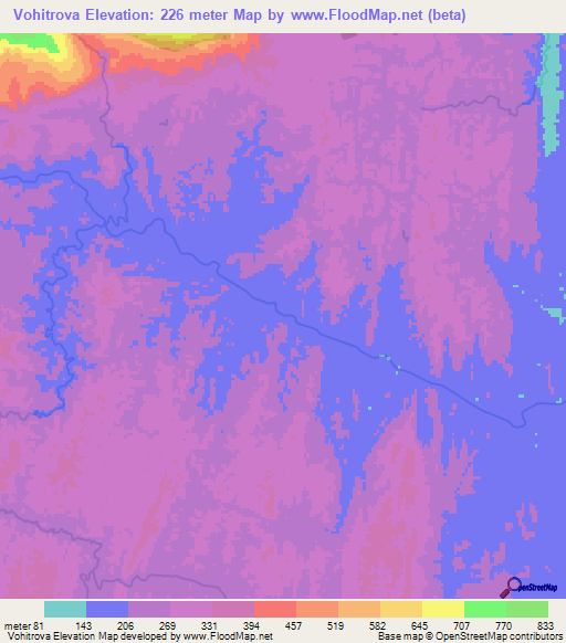 Vohitrova,Madagascar Elevation Map