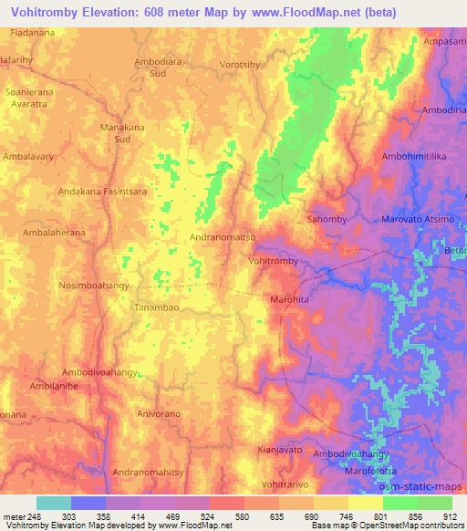 Vohitromby,Madagascar Elevation Map