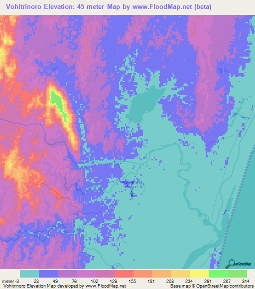 Vohitrinoro,Madagascar Elevation Map